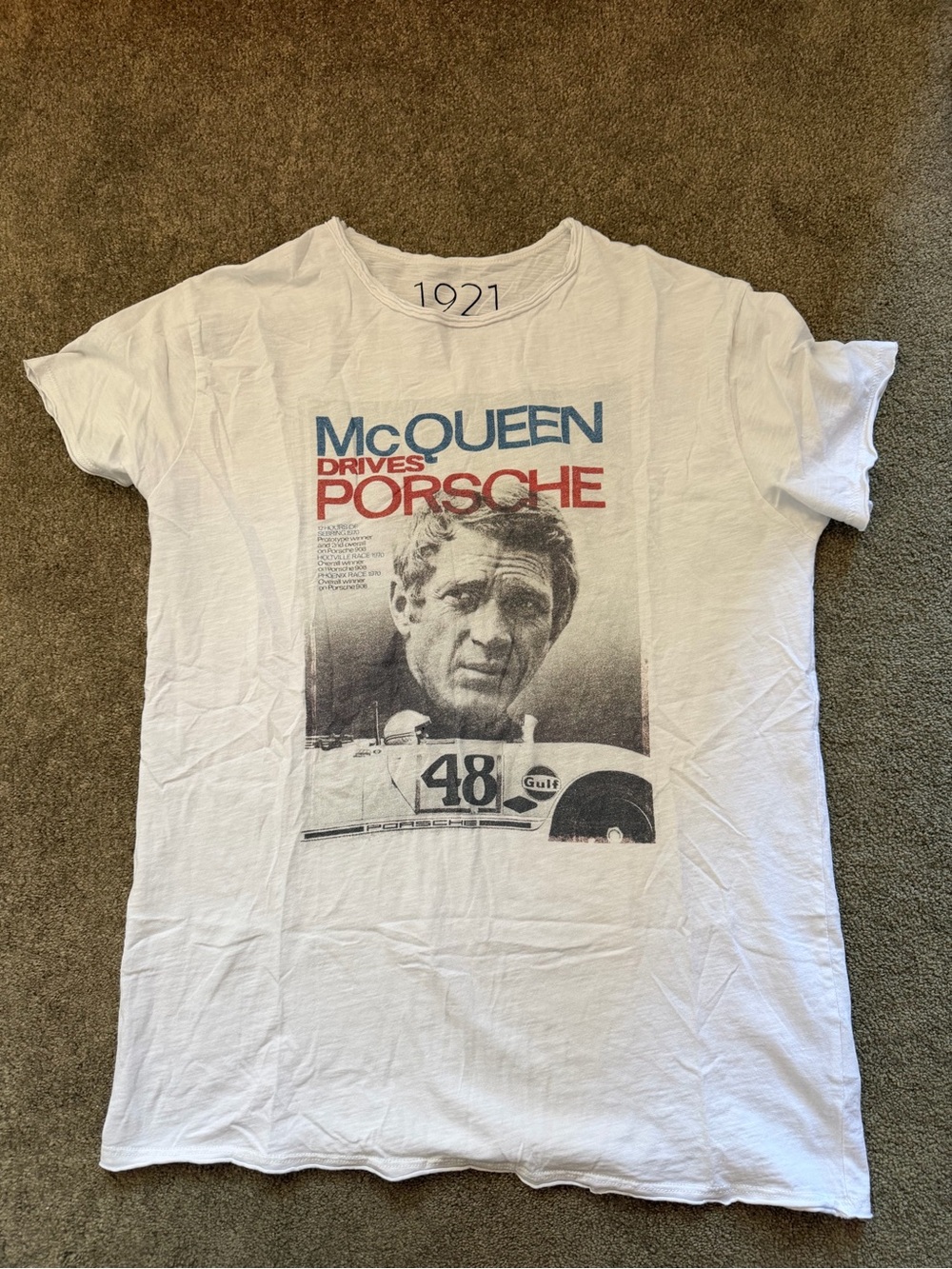 White Short-Sleeve Graphic Porsche Tee from Italy
